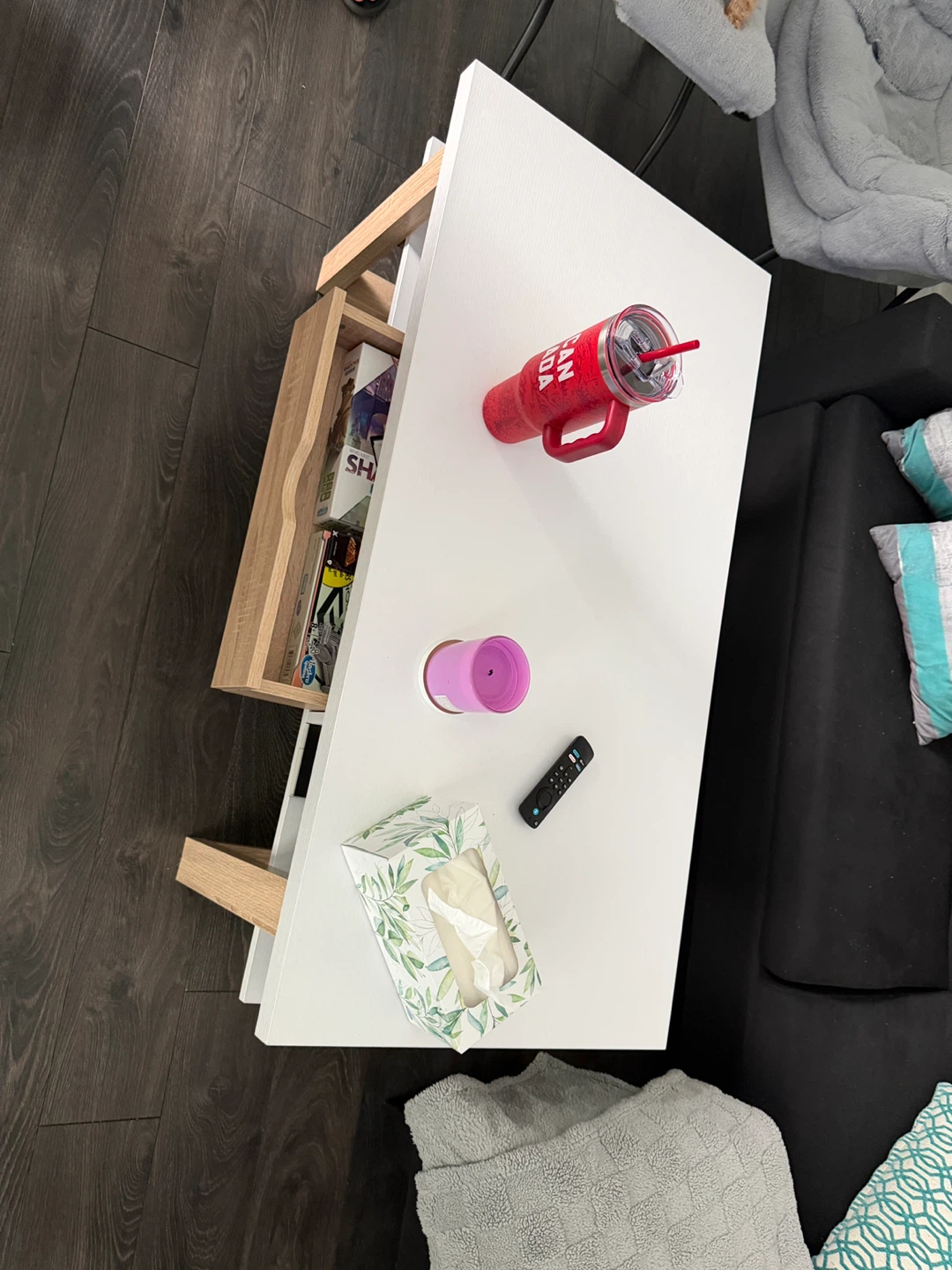 White Coffee Table with Storage Drawer
