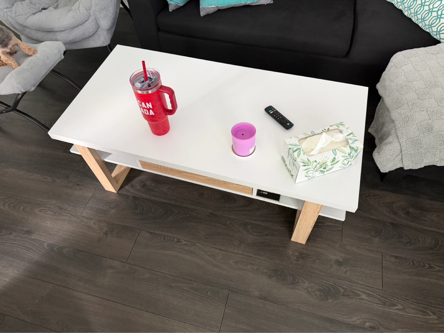 White Coffee Table with Storage Drawer - photo 3