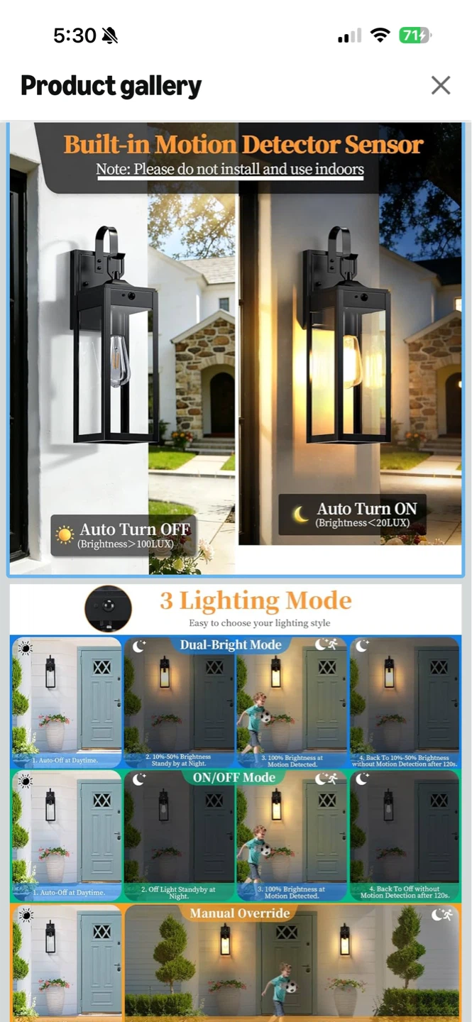 MYHXQ Outdoor Sconces - 2 Pack, Black - photo 2