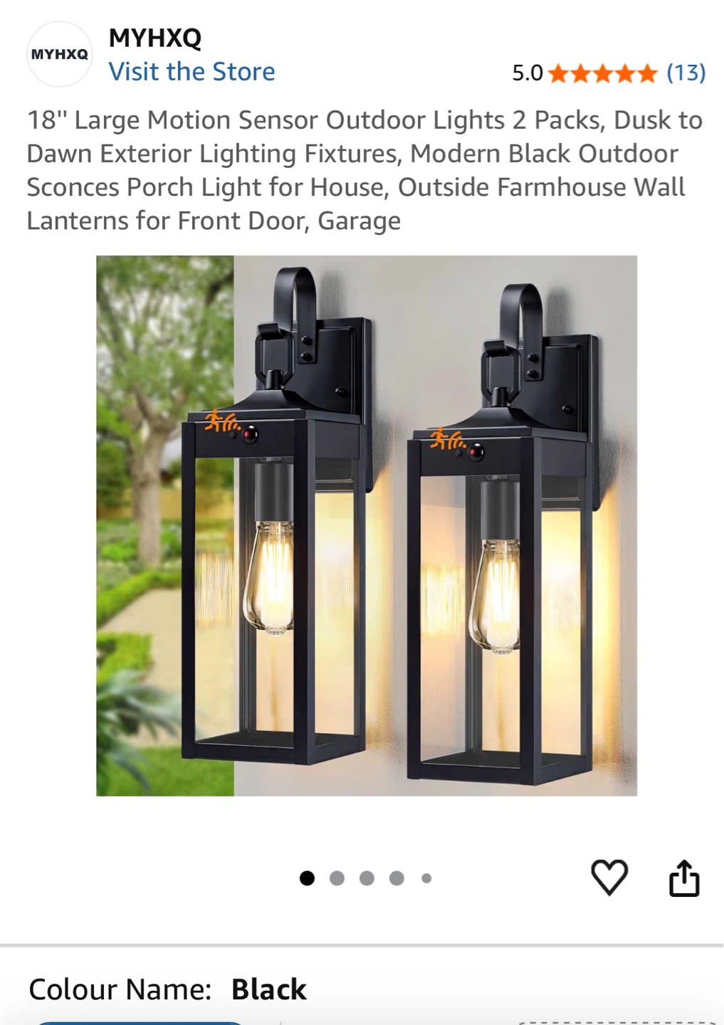 MYHXQ Outdoor Sconces - 2 Pack, Black