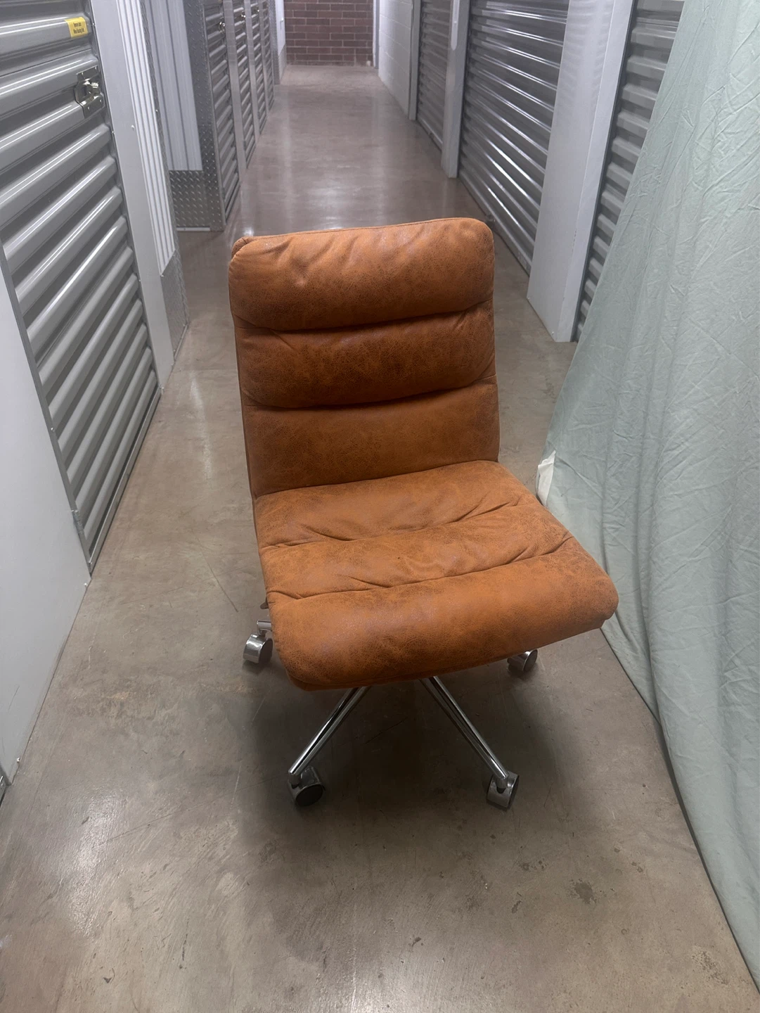 Brown Faux Leather Office Chair with Wheels