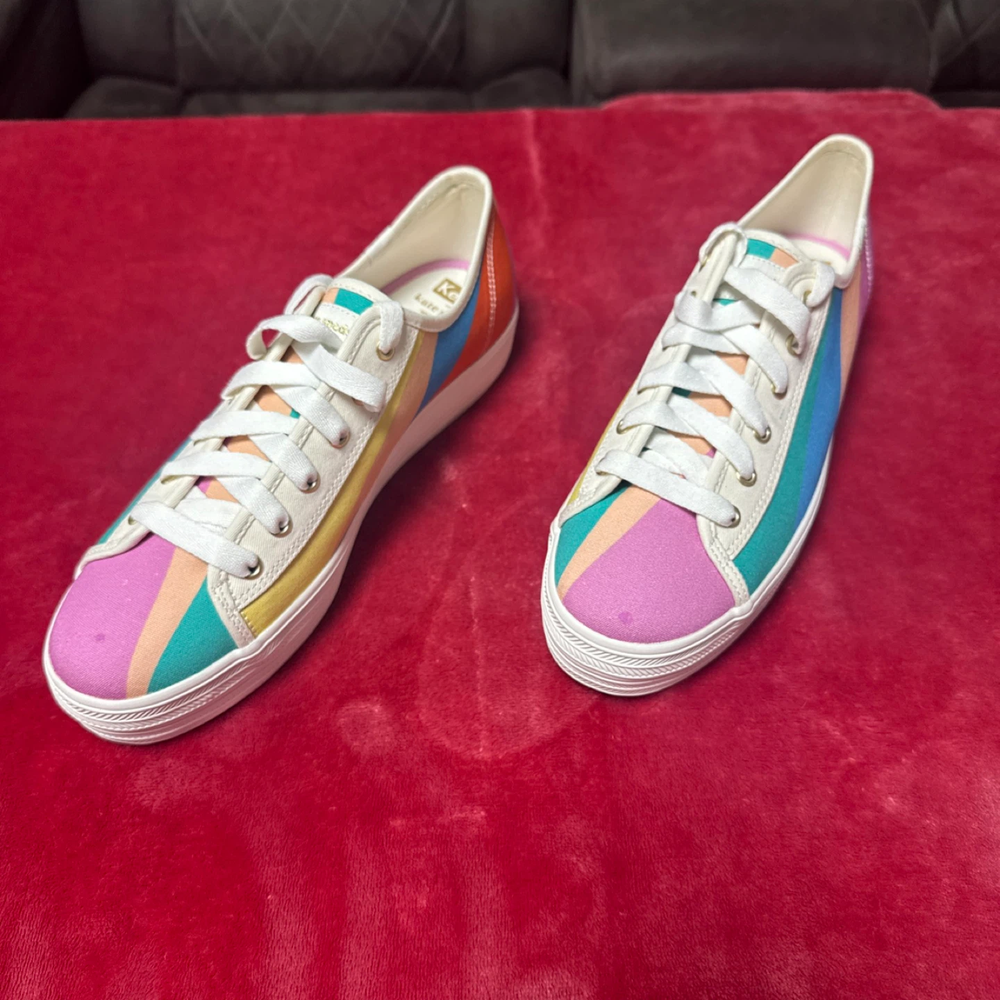 10M Kate Spade x Keds Rainbow Striped Canvas Sneakers - photo 2