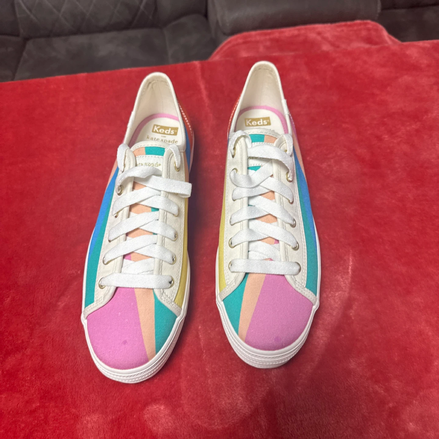 10M Kate Spade x Keds Rainbow Striped Canvas Sneakers - photo 3