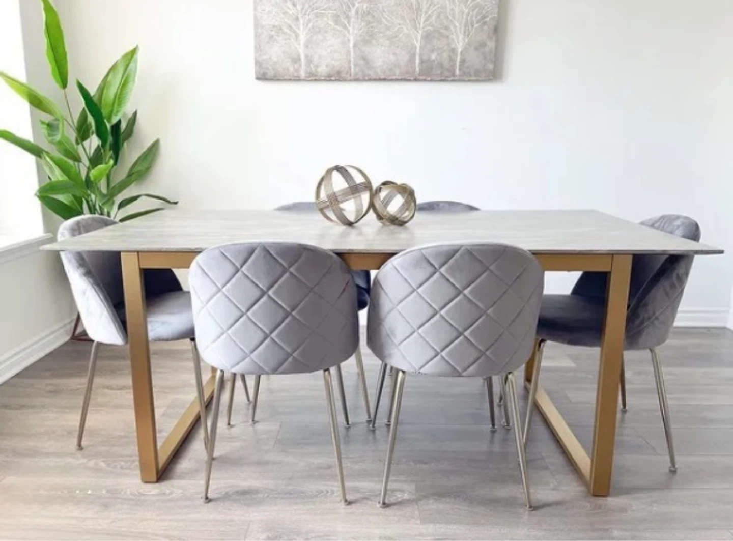 Structube Karl dining table with 4x Polly chairs 35”x71”