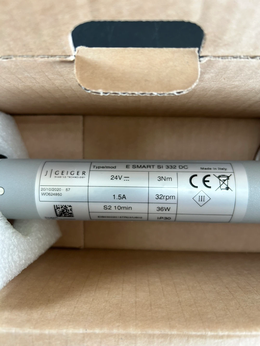 J Geiger E Smart SI 332 DC tubular motor - photo 2