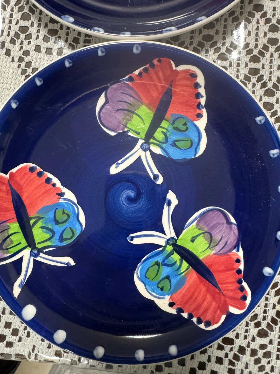 Set of 4 Blue Butterfly Dessert Plates - photo 3
