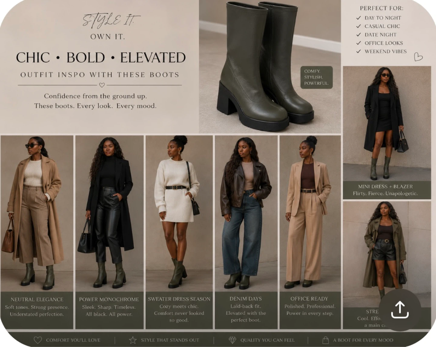 Olive Green Platform Boots