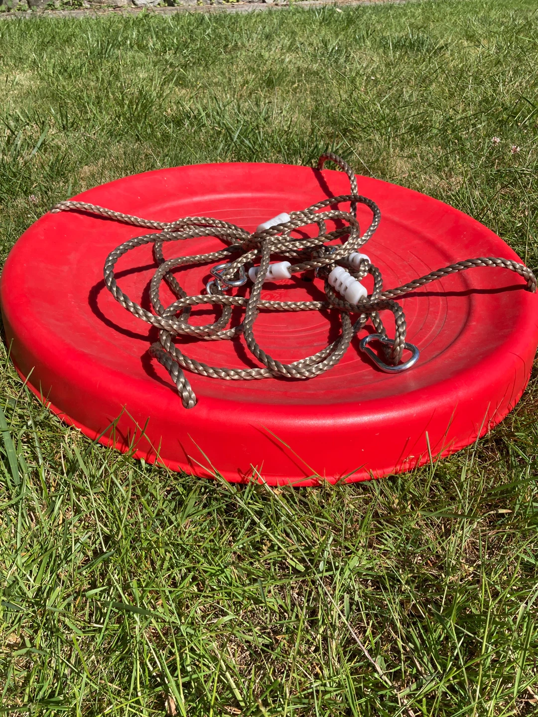 Red Saucer Swing with Rope