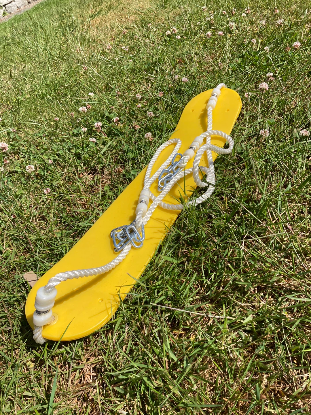 Yellow Plastic Swing Seat with Rope and Chains