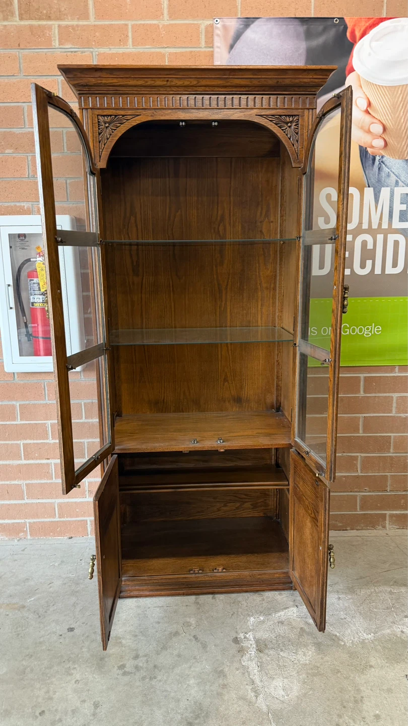 Wood Display Cabinet with Glass Doors - photo 2