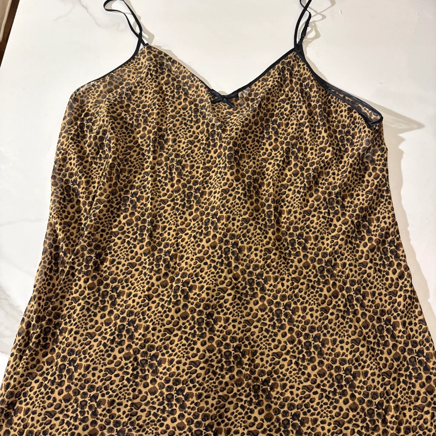 Sheer Leopard Print Babydoll Nightie with Bows
