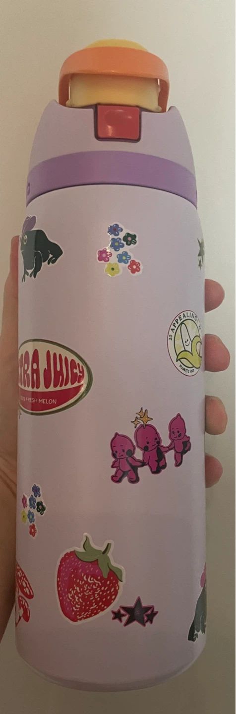 Purple Water Bottle with Fun Stickers