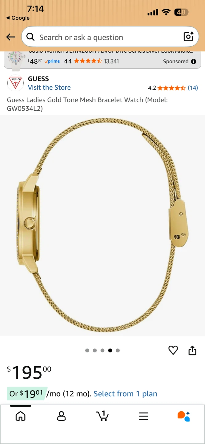 Guess Ladies Gold Tone Mesh Bracelet Watch GW0534L2 - photo 4