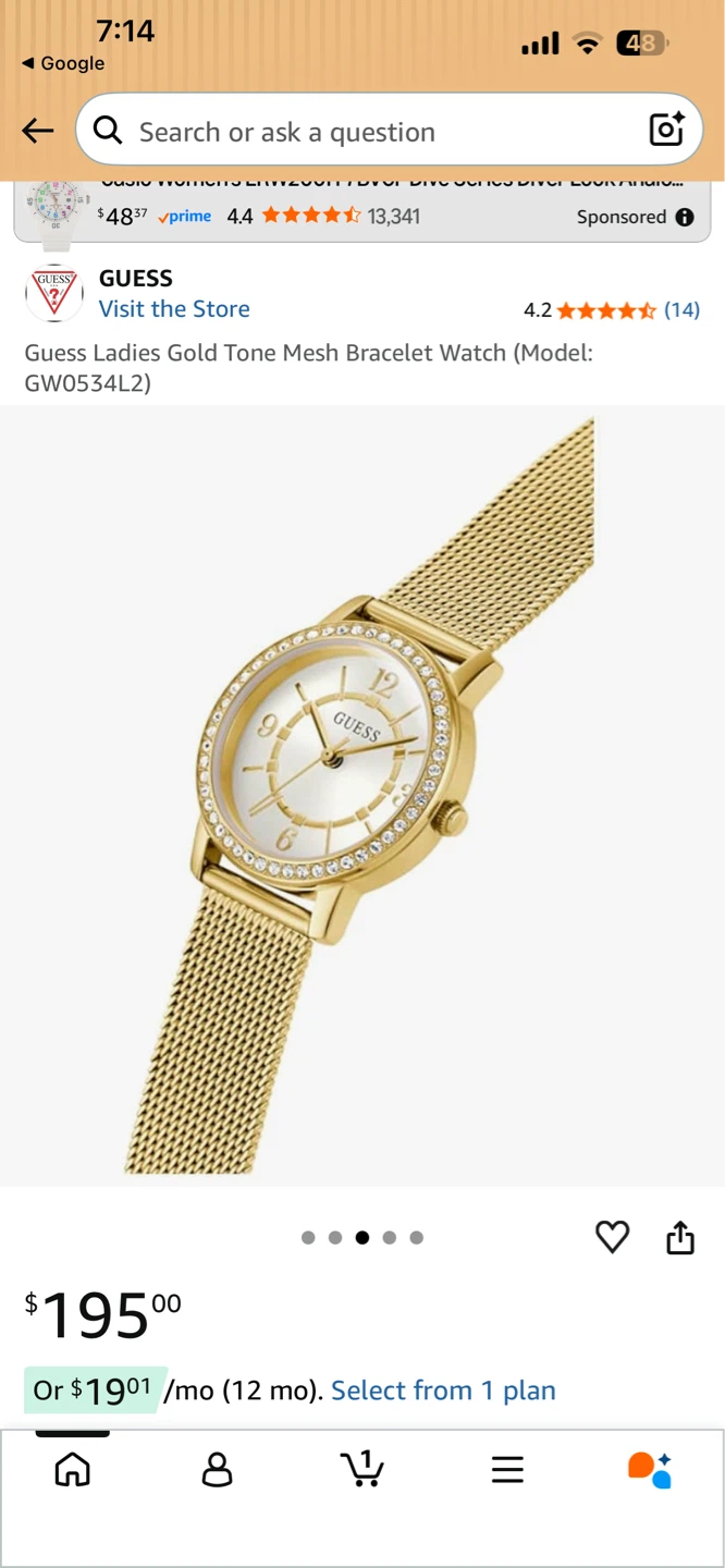 Guess Ladies Gold Tone Mesh Bracelet Watch GW0534L2 - photo 2