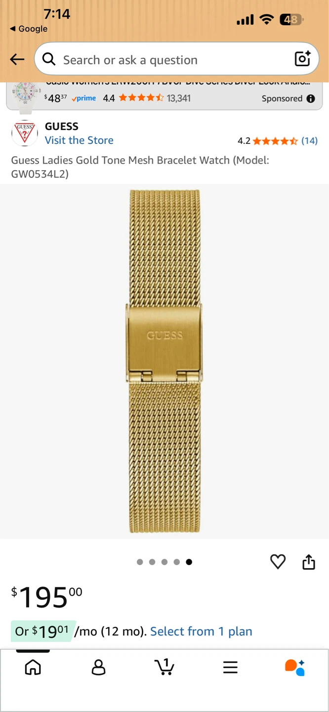 Guess Ladies Gold Tone Mesh Bracelet Watch GW0534L2 - photo 3