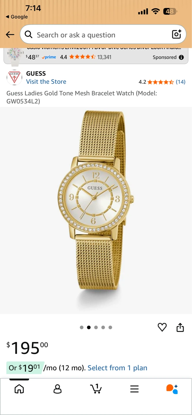 Guess Ladies Gold Tone Mesh Bracelet Watch GW0534L2