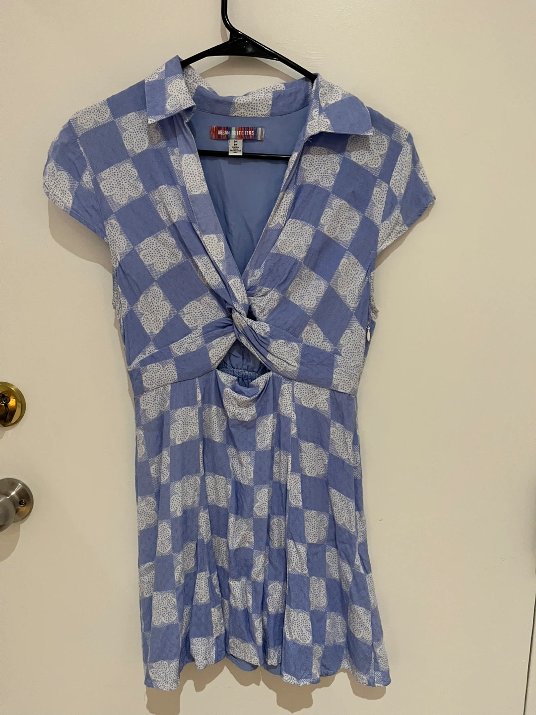 Urban Outfitters Blue Plaid Twist Front Dress