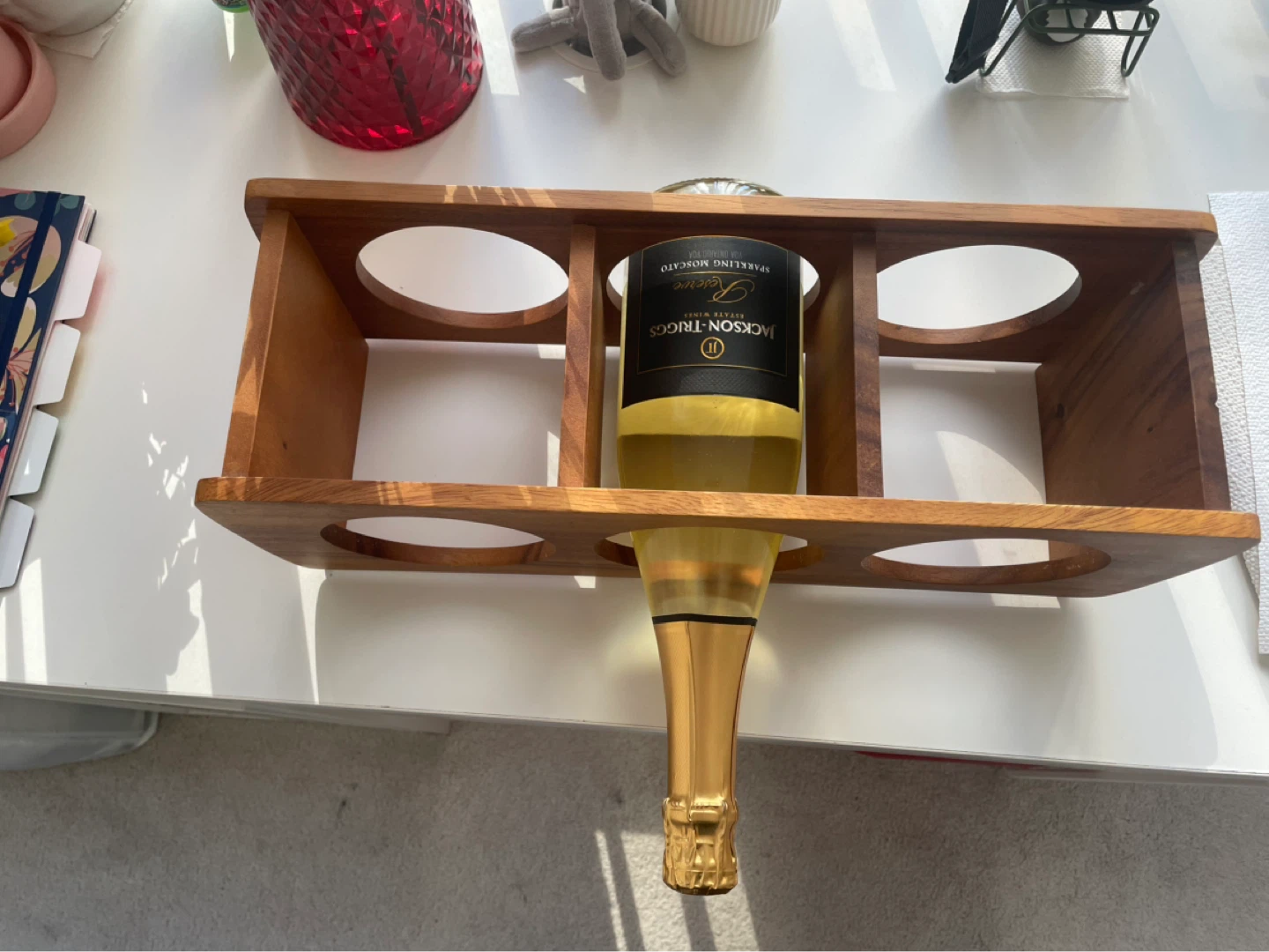 Wooden 3-Bottle Wine Rack Organizer - photo 2