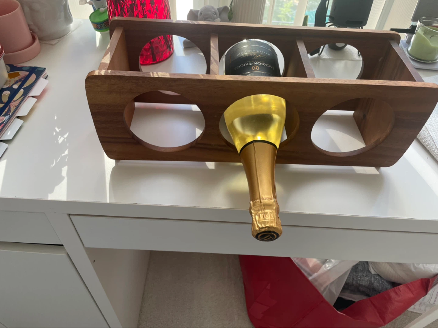Wooden 3-Bottle Wine Rack Organizer
