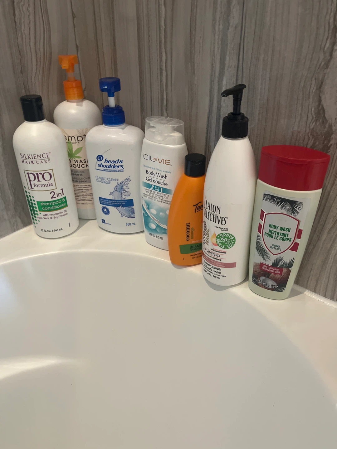 Various Shampoos and Body Washes