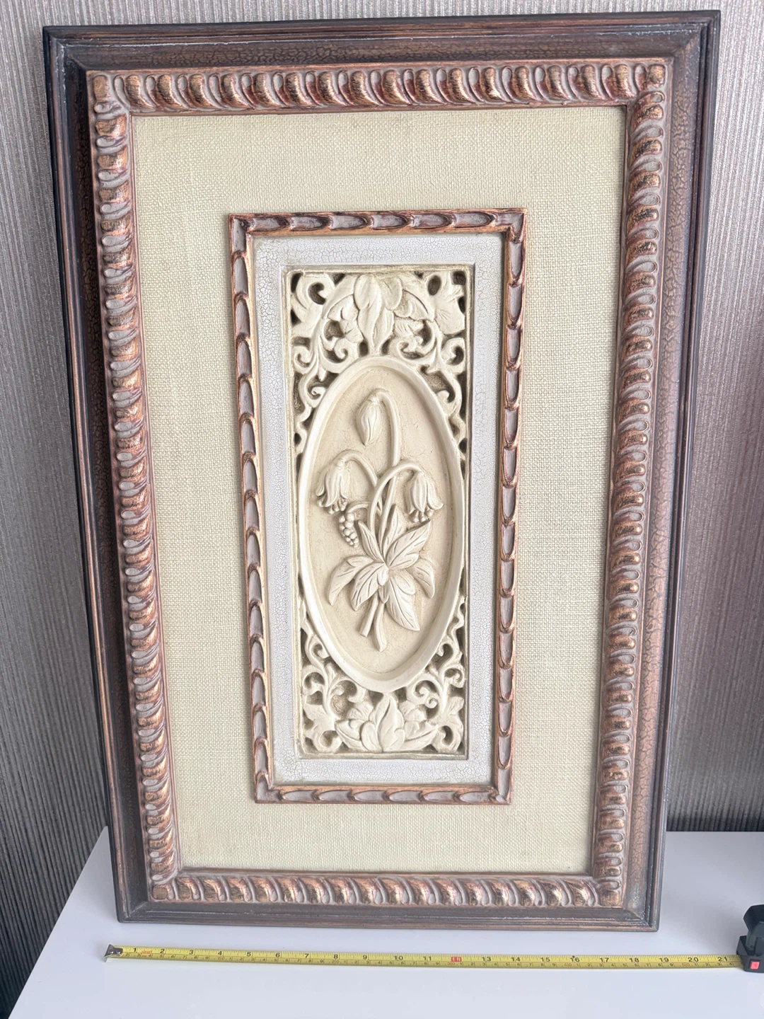 Framed Relief Wall Art Floral Design