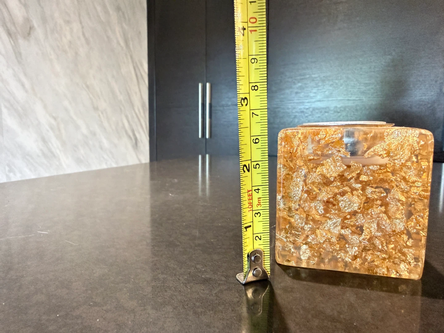 Gold Leaf Resin Cube Tealight Holder - photo 5