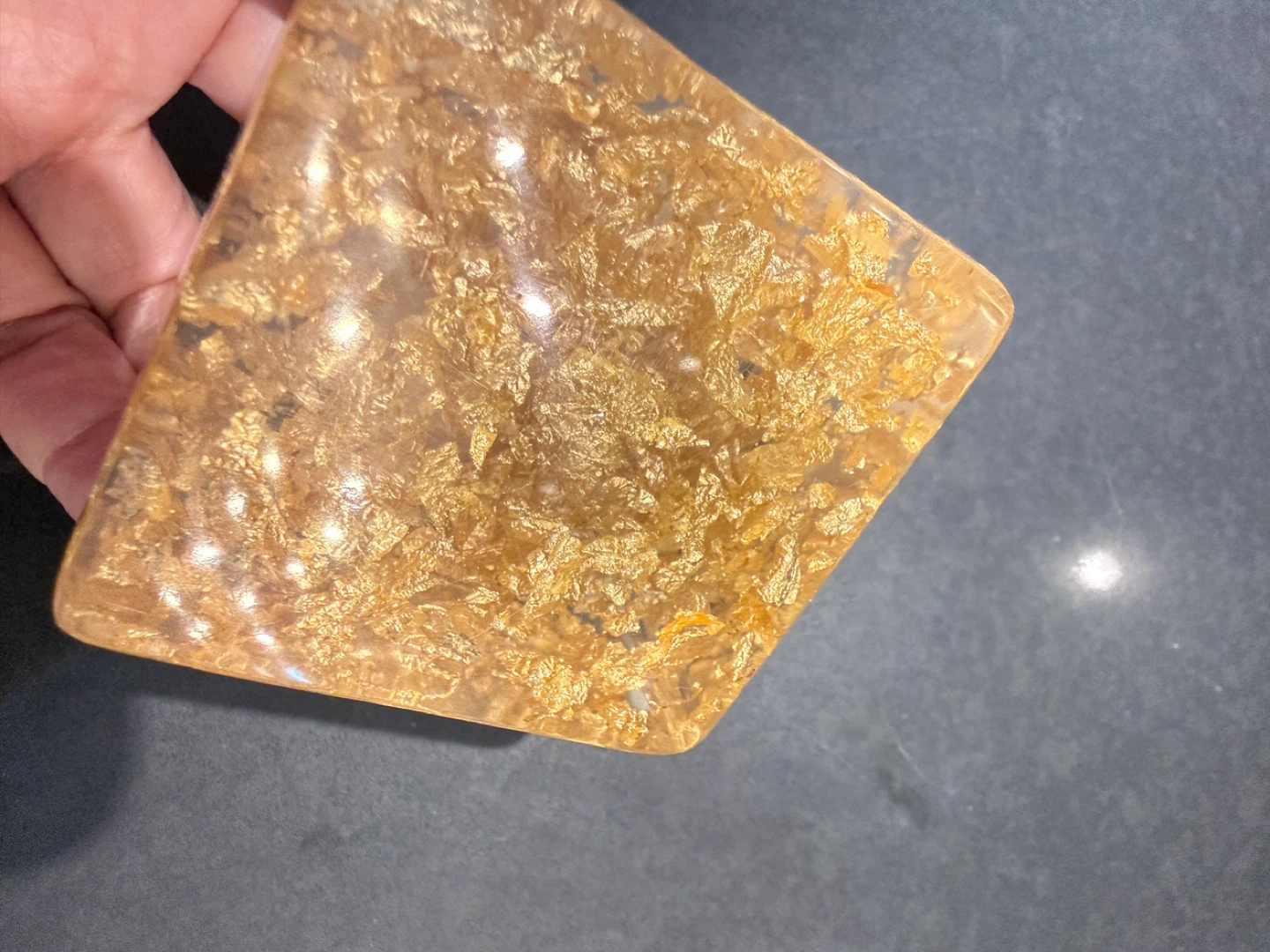 Gold Leaf Resin Cube Tealight Holder - photo 2