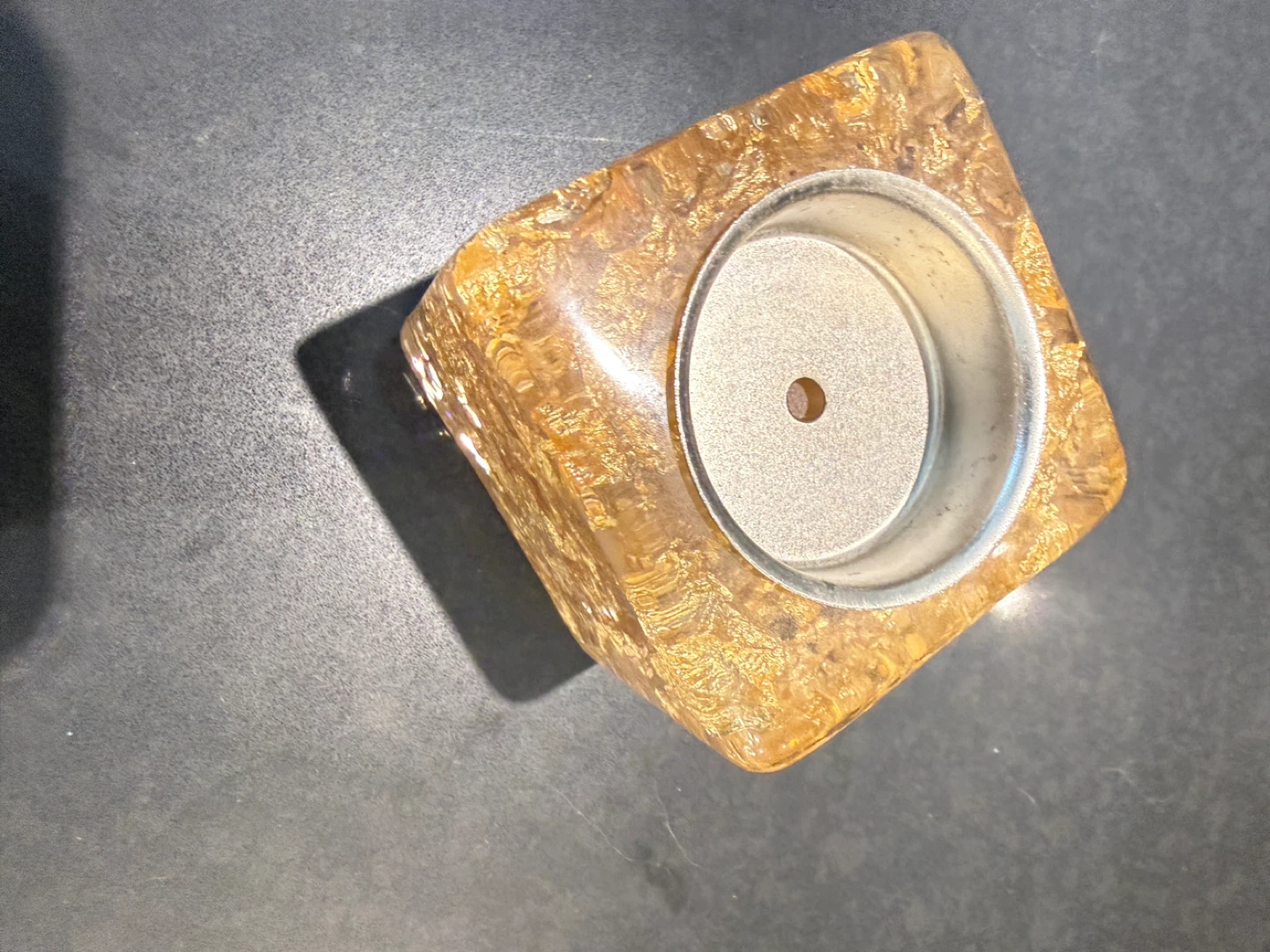 Gold Leaf Resin Cube Tealight Holder - photo 3