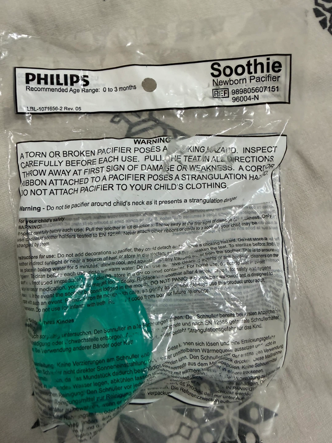 Philips Soothie Newborn Pacifier 0-3 Months