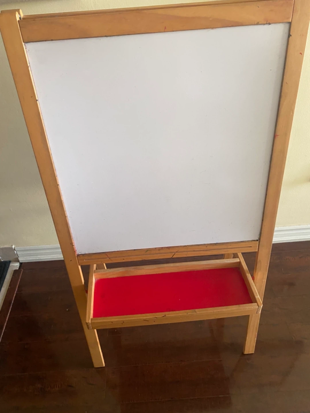 Wooden Easel Whiteboard with Red Tray