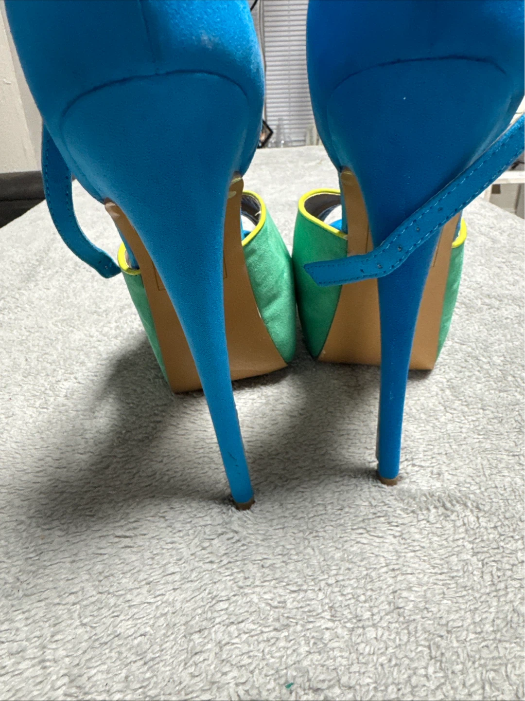 Scene Blue & Green Suede Platform Heels 10 - photo 4