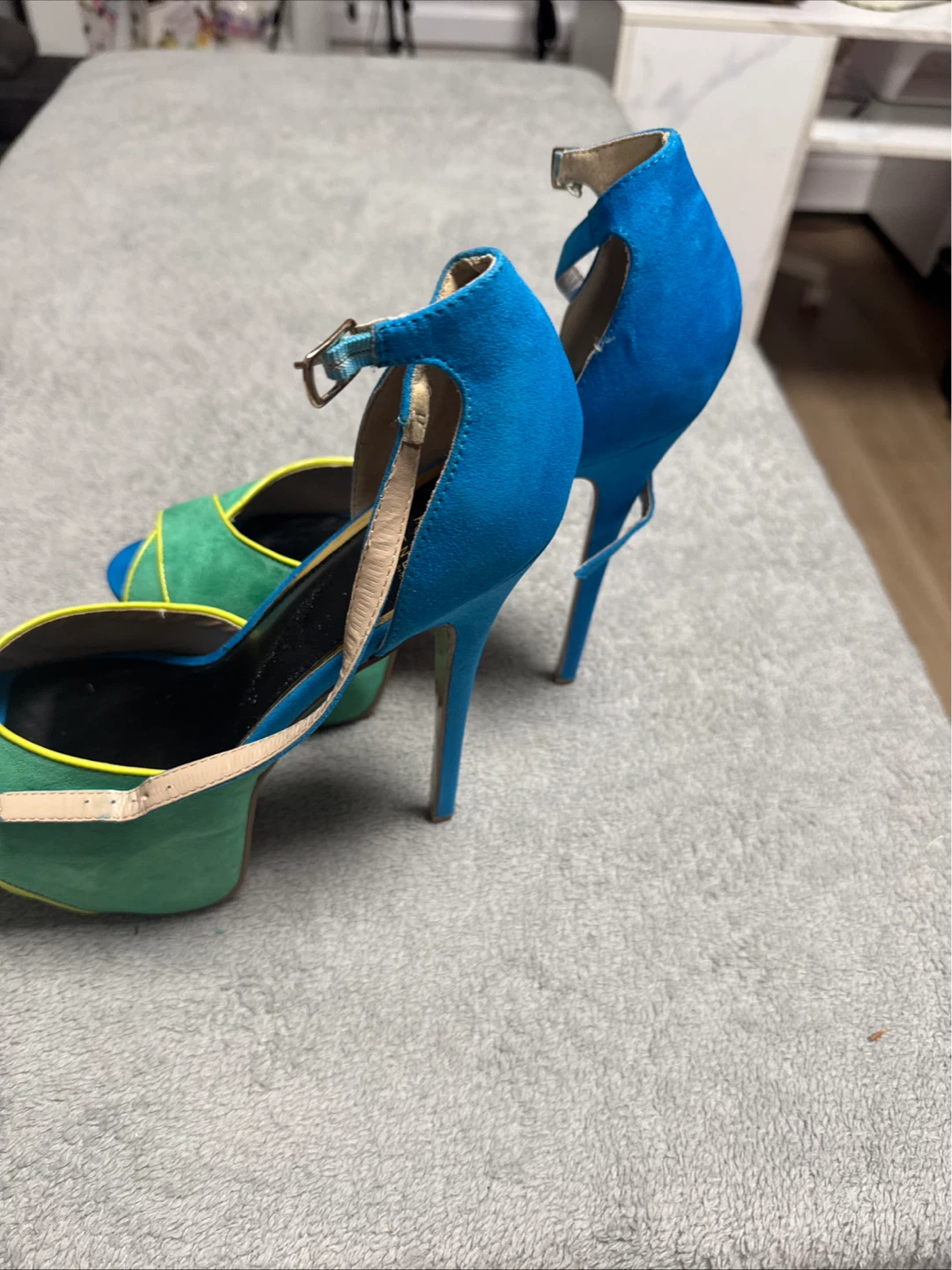 Scene Blue & Green Suede Platform Heels 10 - photo 5