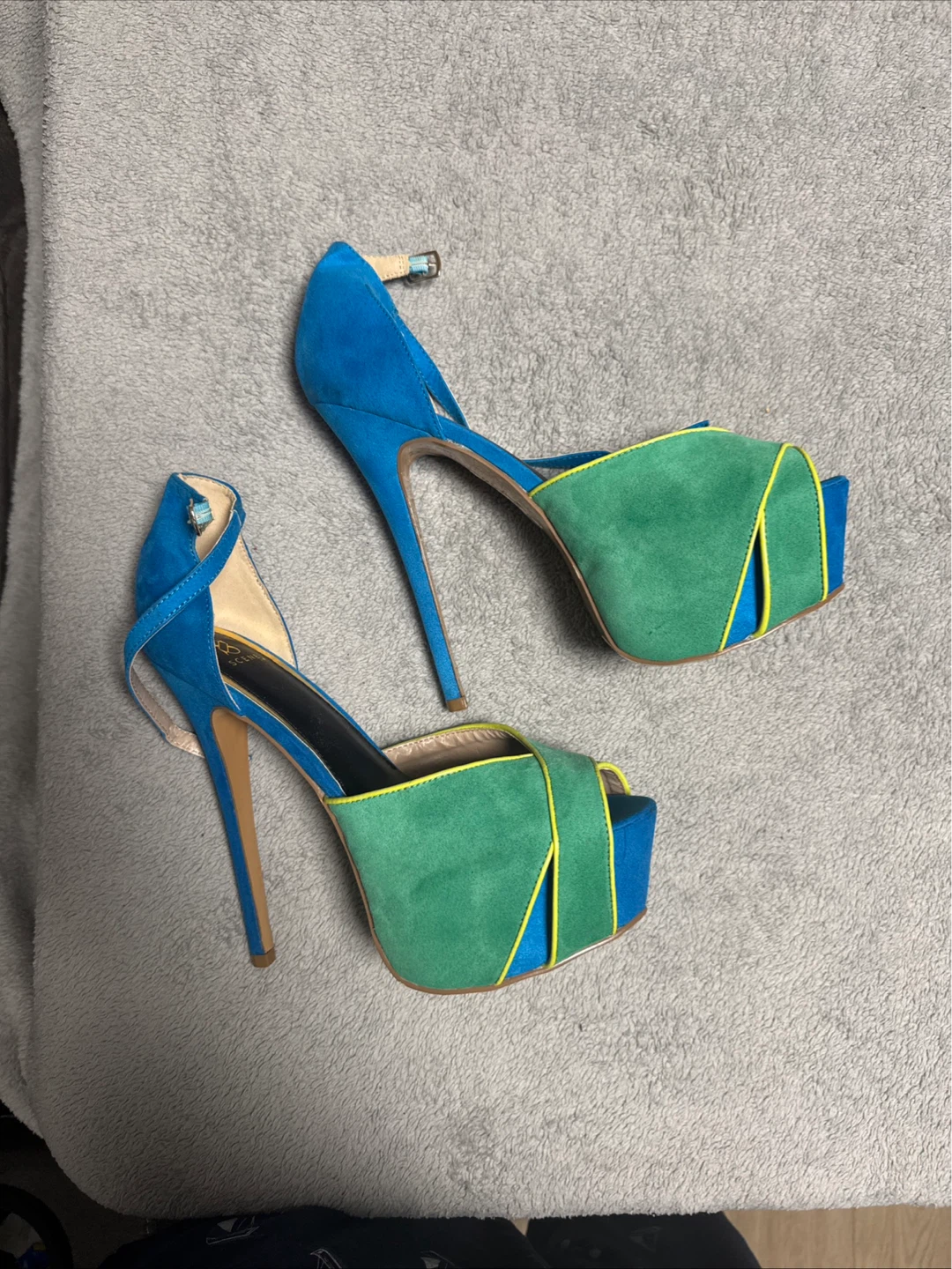 Scene Blue & Green Suede Platform Heels 10 - photo 3