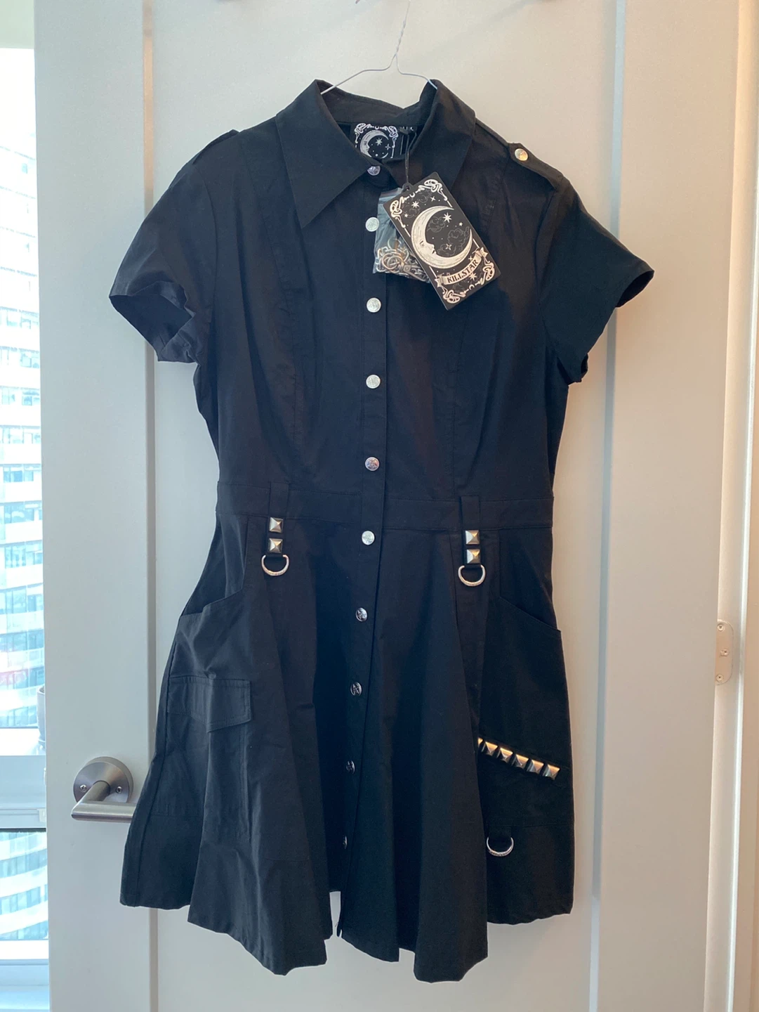 Killstar Black Dress with Studs and Chain Size L