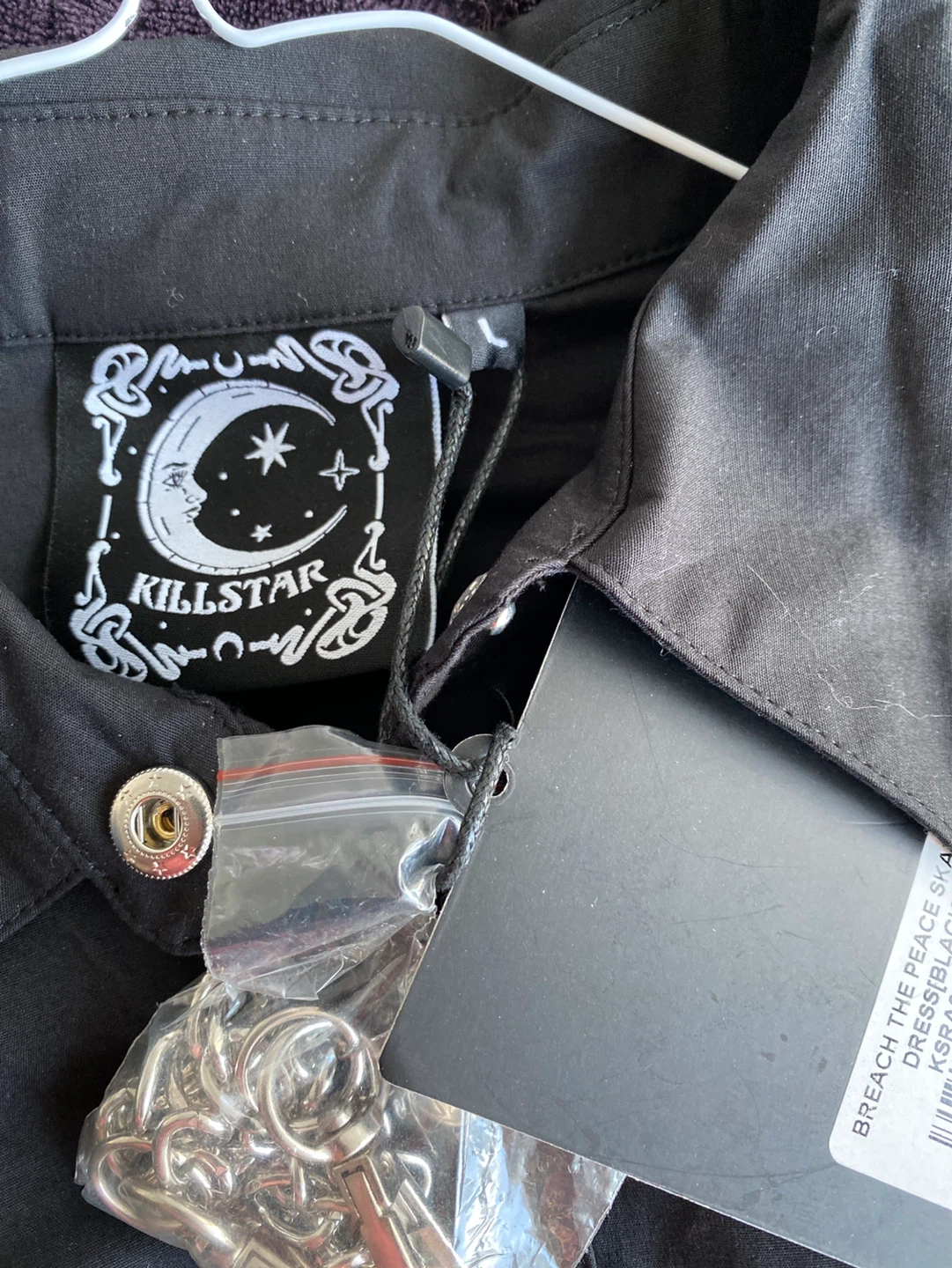 Killstar Black Dress with Studs and Chain Size L - photo 3