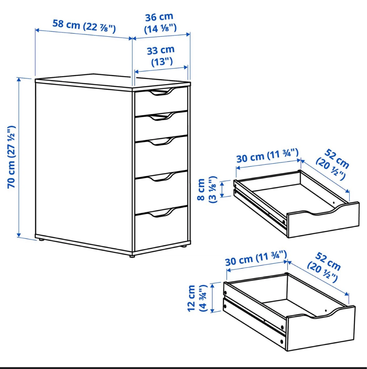 Dark Blue 5-Drawer Alex Unit - ikea - photo 5