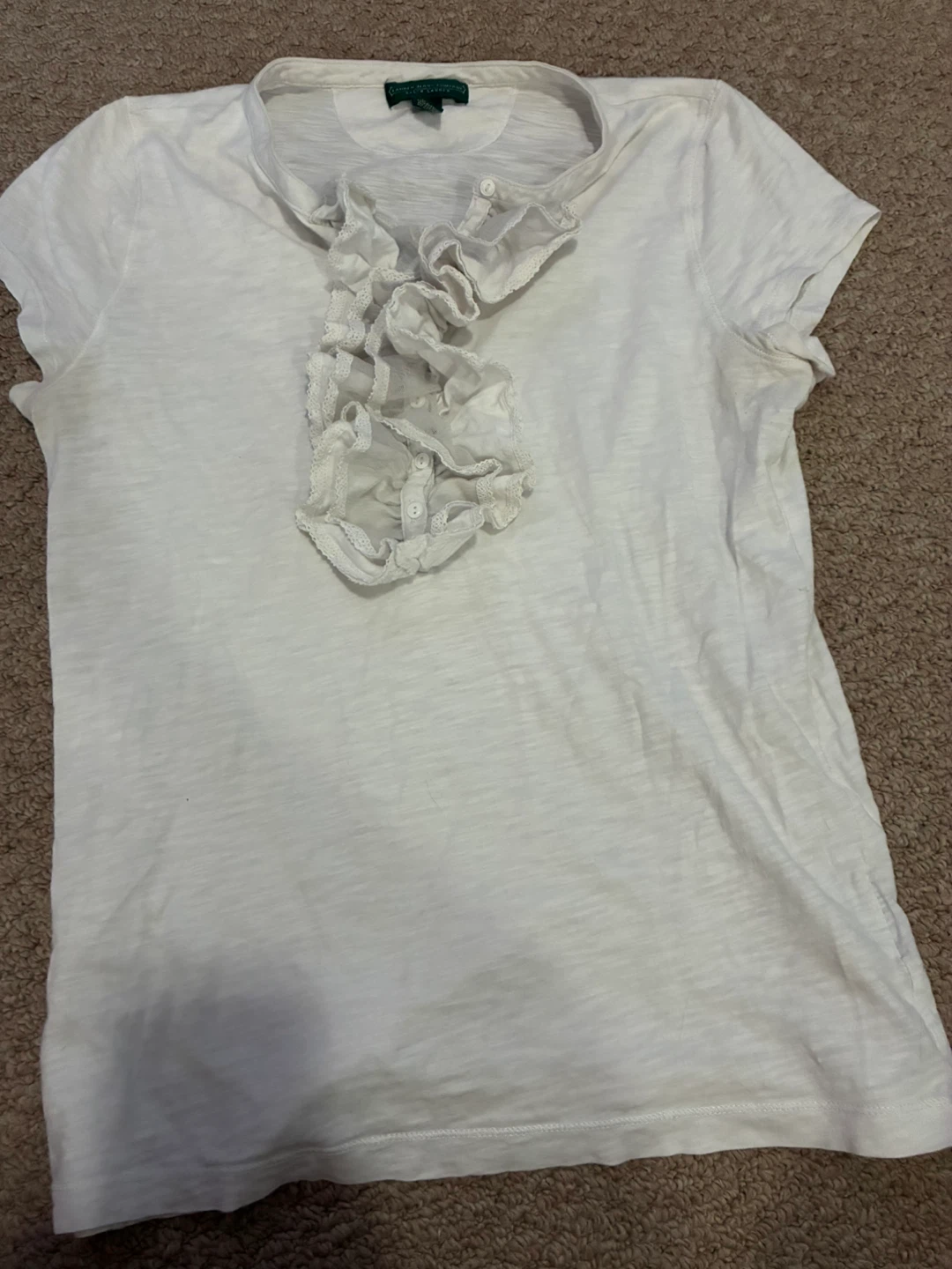 Lauren Jeans Co. Ralph Lauren White Ruffled T-Shirt
