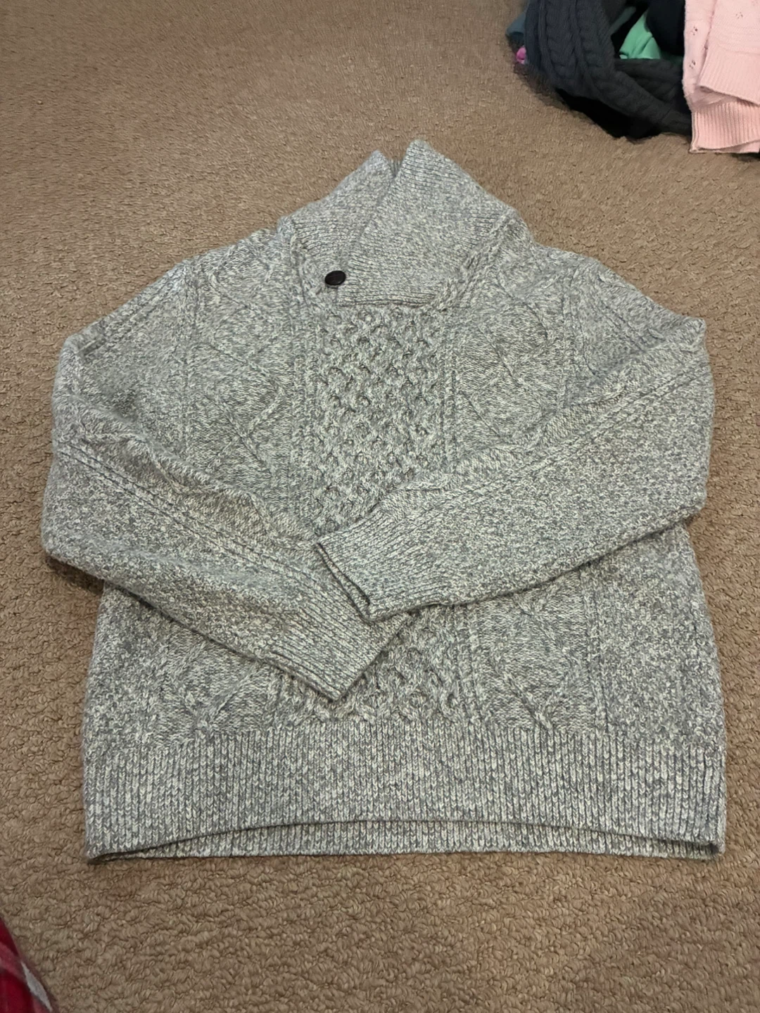 Wind River Heritage Shawl Collar Sweater - Grey - Medium