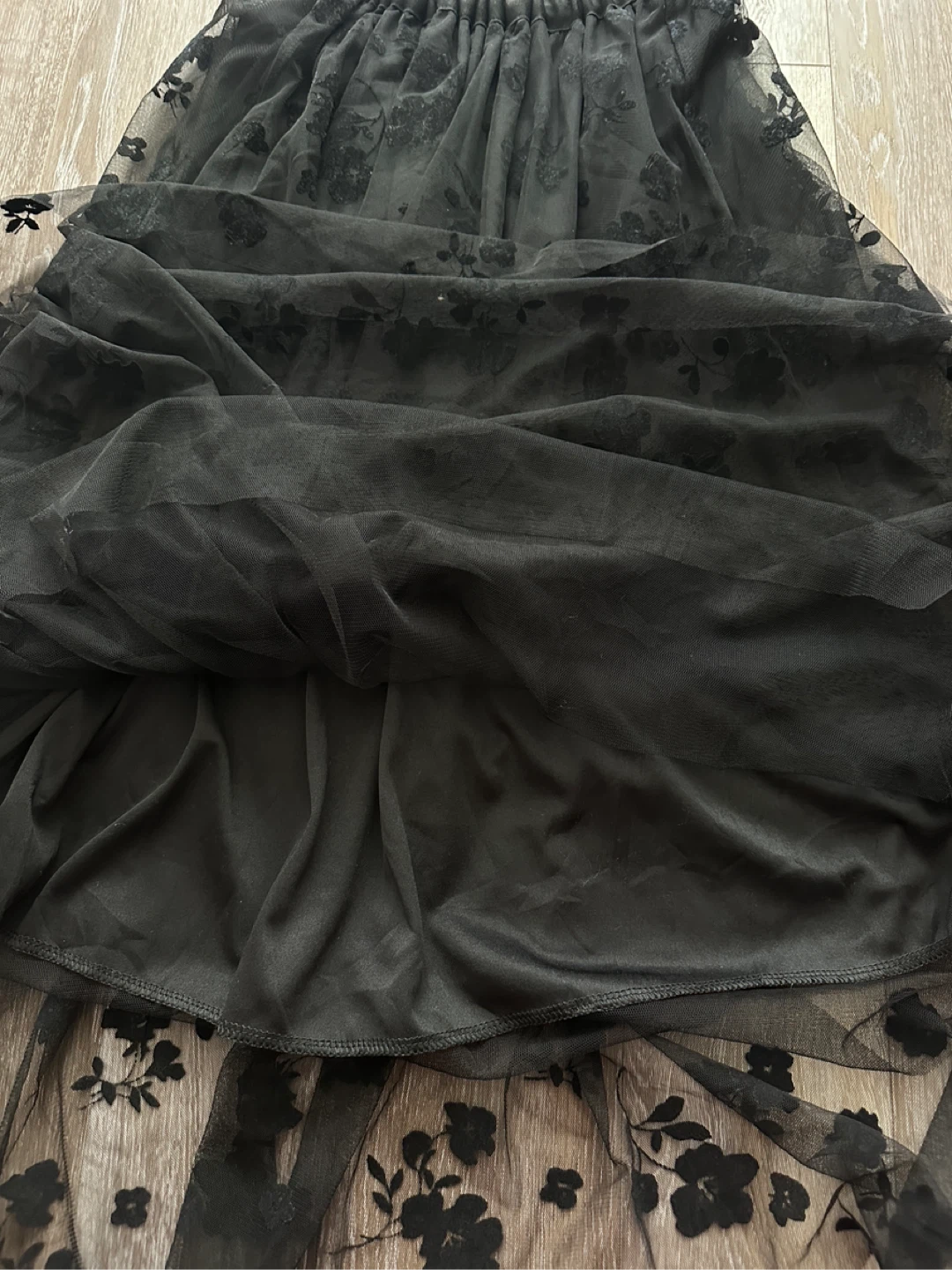 Black Floral Tulle Maxi Skirt size S - photo 5