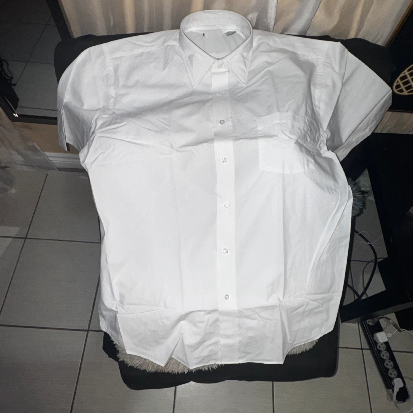 White Short Sleeve Button-Up Shirt