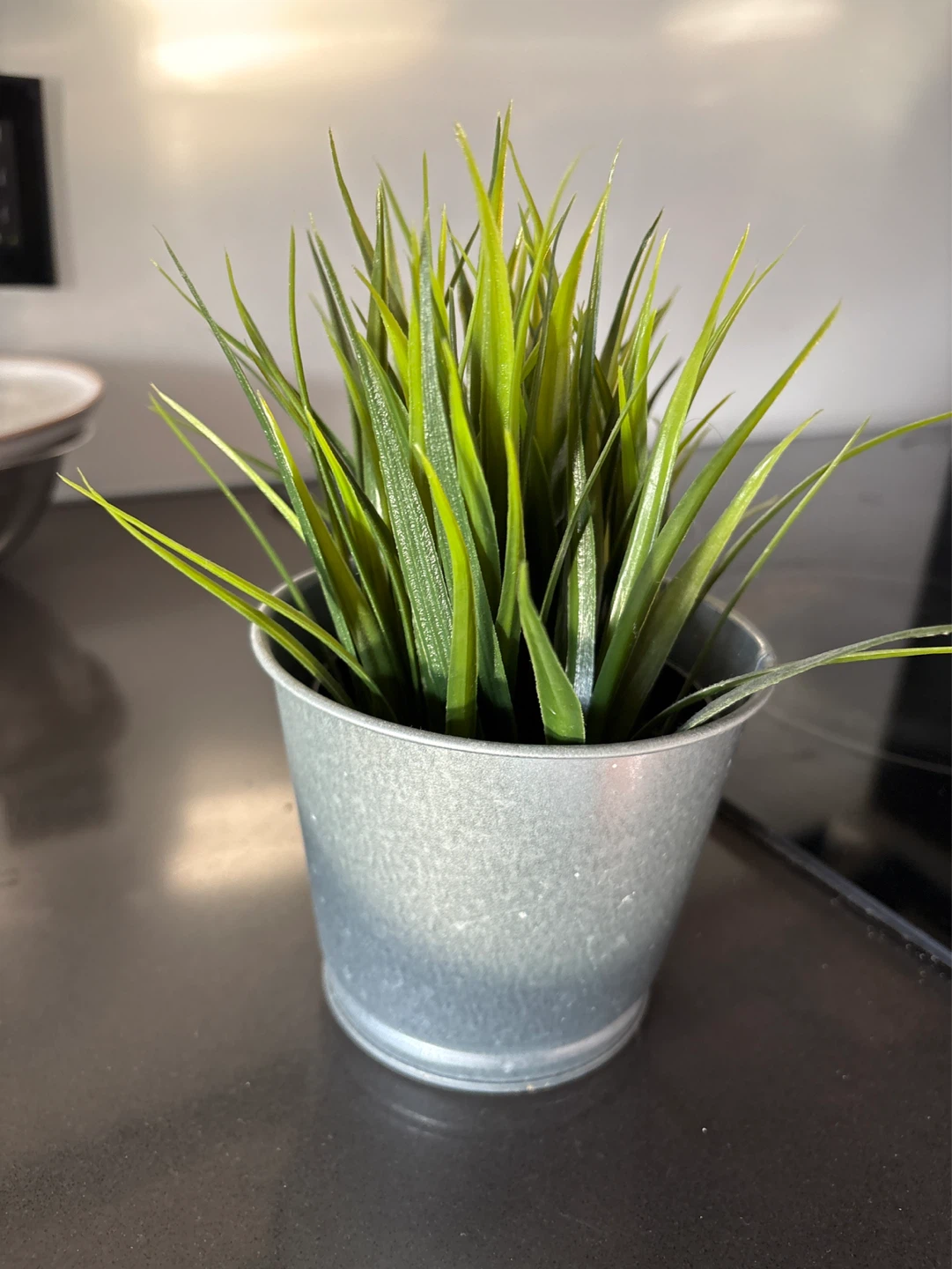 Artificial Grass Plant in Metal Pot
