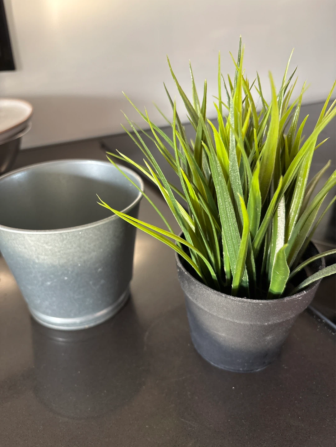 Artificial Grass Plant in Metal Pot - photo 2
