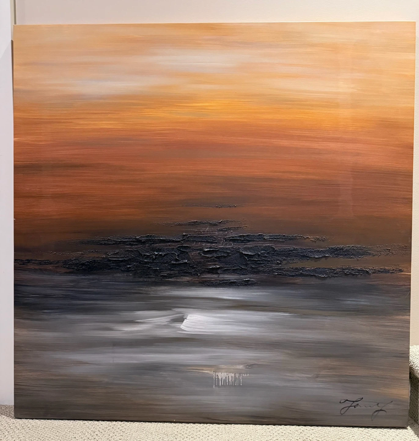 Textured Sunset Landscape Paintings (2)