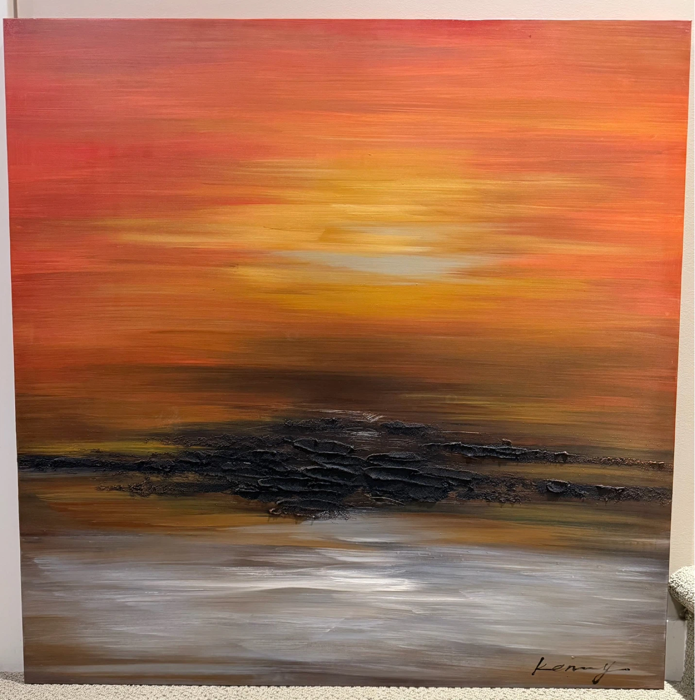 Textured Sunset Landscape Paintings (2) - photo 2