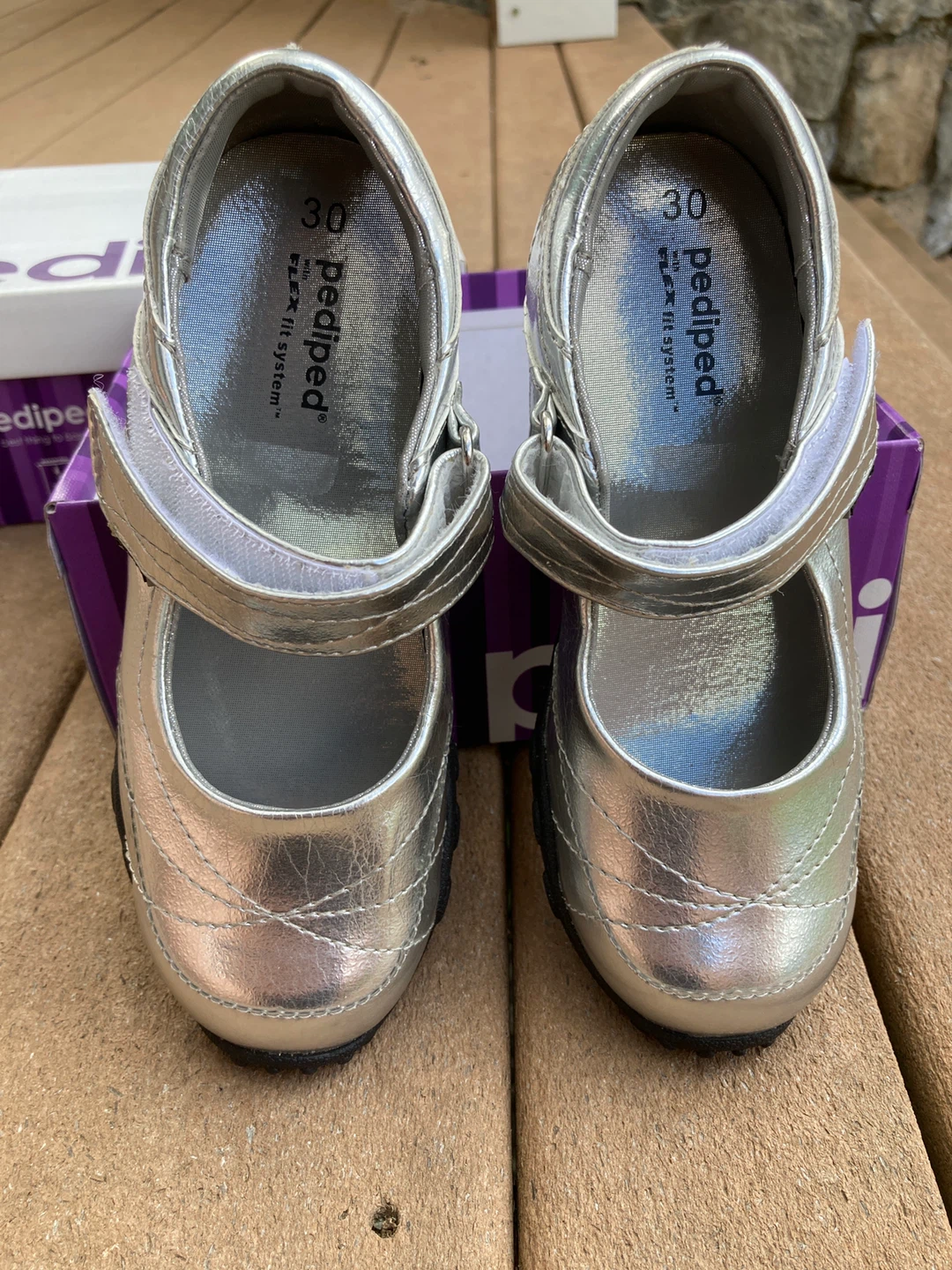 Pediped Silver Mary Jane Shoes Size 30
