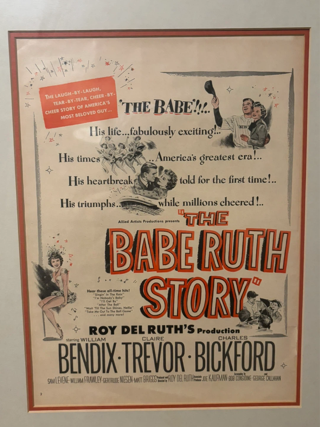 Vintage 1948 “The Babe Ruth Story” Framed William Bendix - photo 2