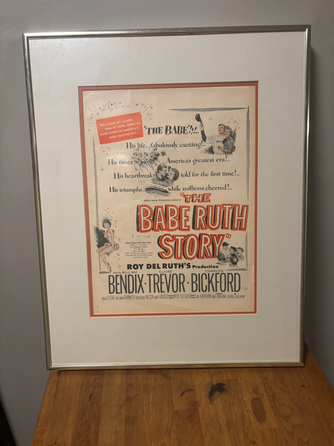 Vintage 1948 “The Babe Ruth Story” Framed William Bendix - photo 3