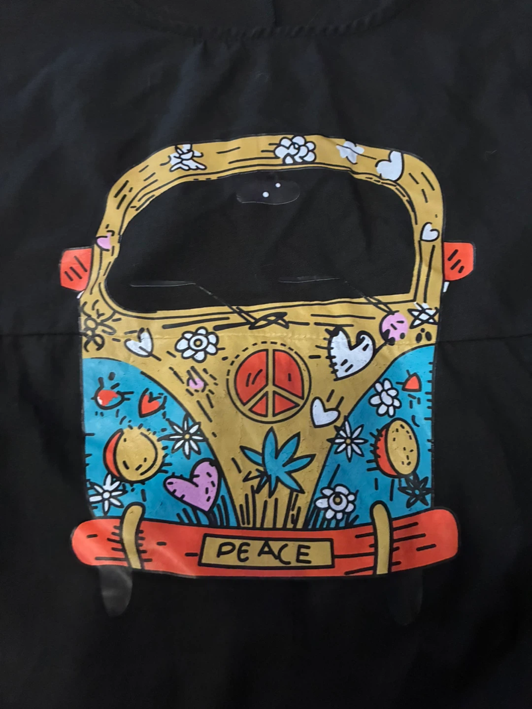 Black t-shirt dress with peace van graphic - Size M - photo 2