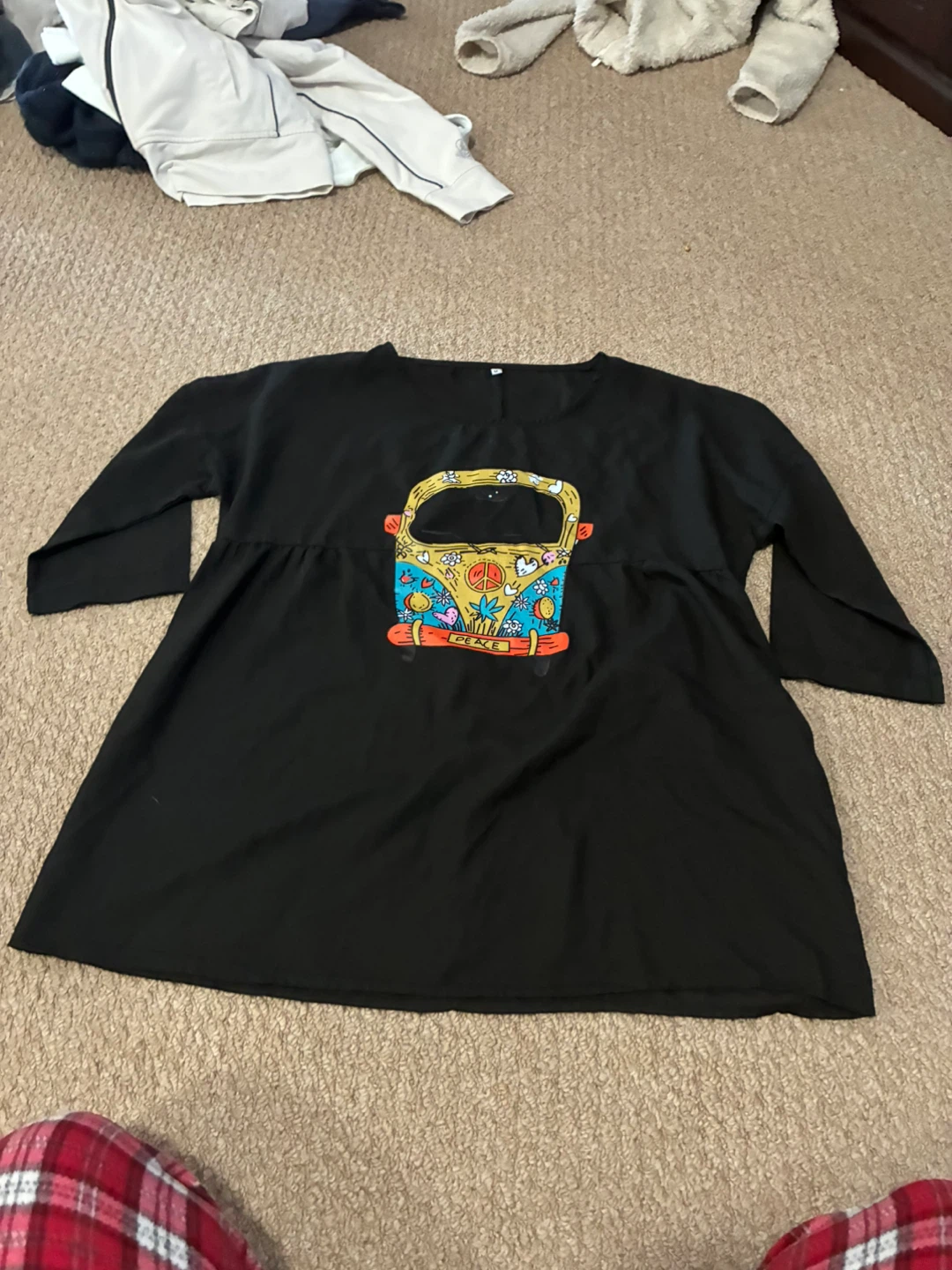 Black t-shirt dress with peace van graphic - Size M