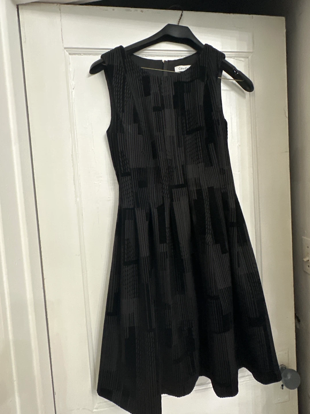 Calvin Klein Black Textured Sleeveless Dress